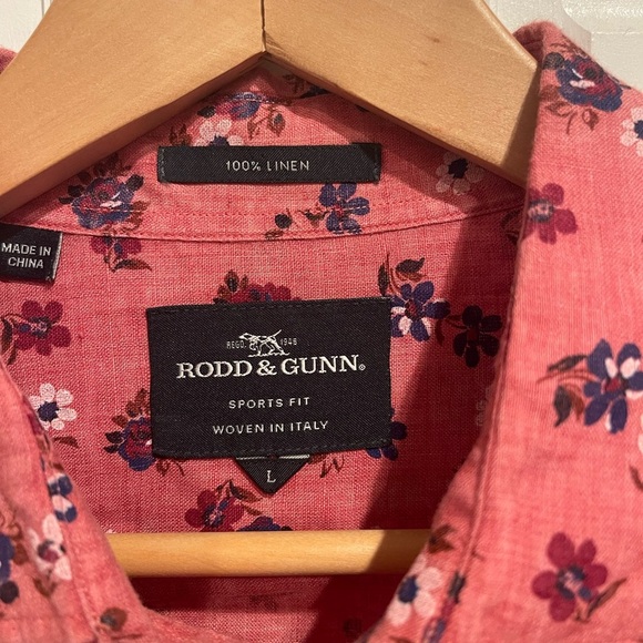 Rodd & Gunn Men’s Pink Casual Floral Button Down Shirt 100% Linen - Picture 2 of 3